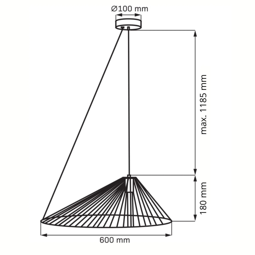 Lustra ar auklu AURORA 1xE27/20W/230V d. 60 cm melna
