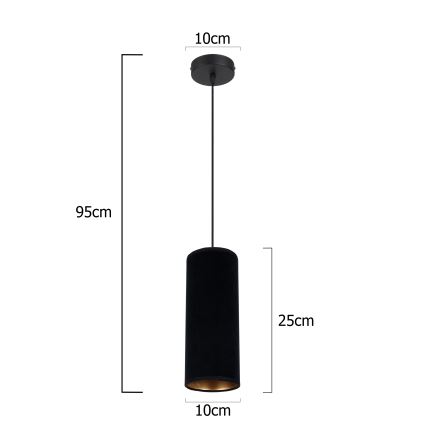 Lustra ar auklu AVALO 1xE27/60W/230V melna