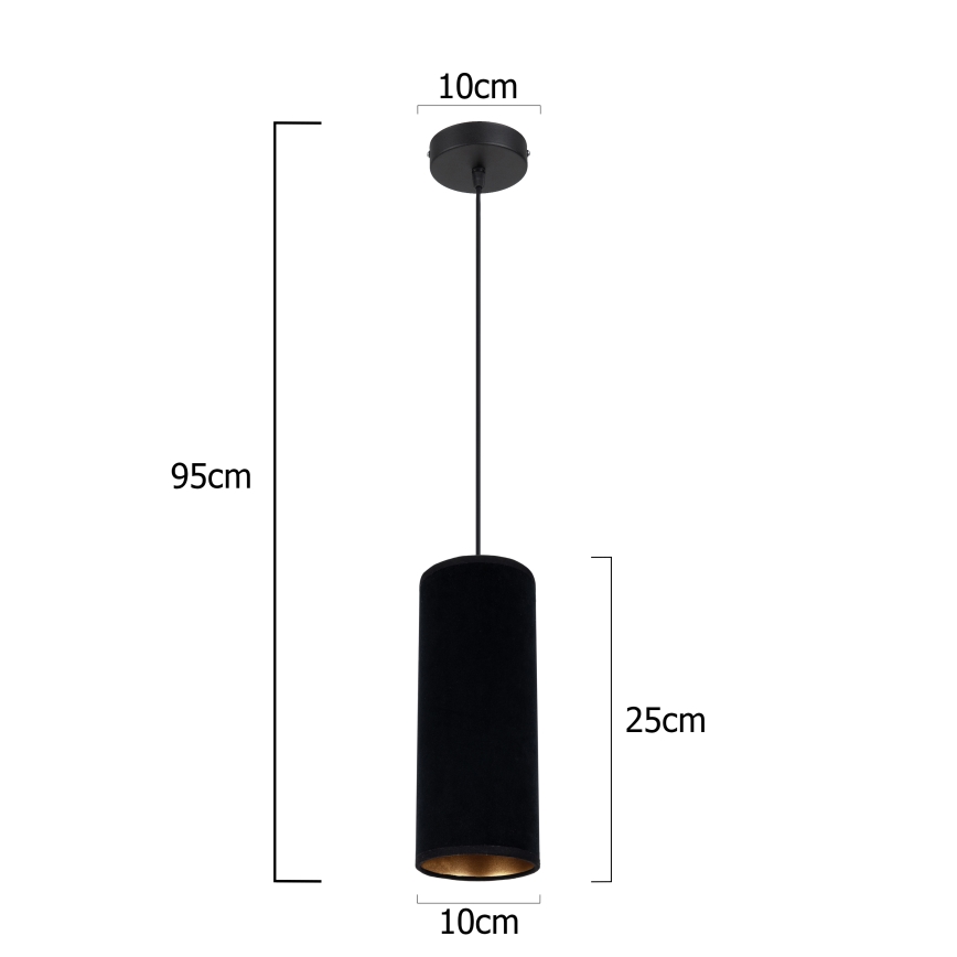 Lustra ar auklu AVALO 1xE27/60W/230V melna