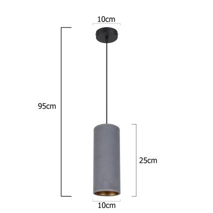 Lustra ar auklu AVALO 1xE27/60W/230V pelēka