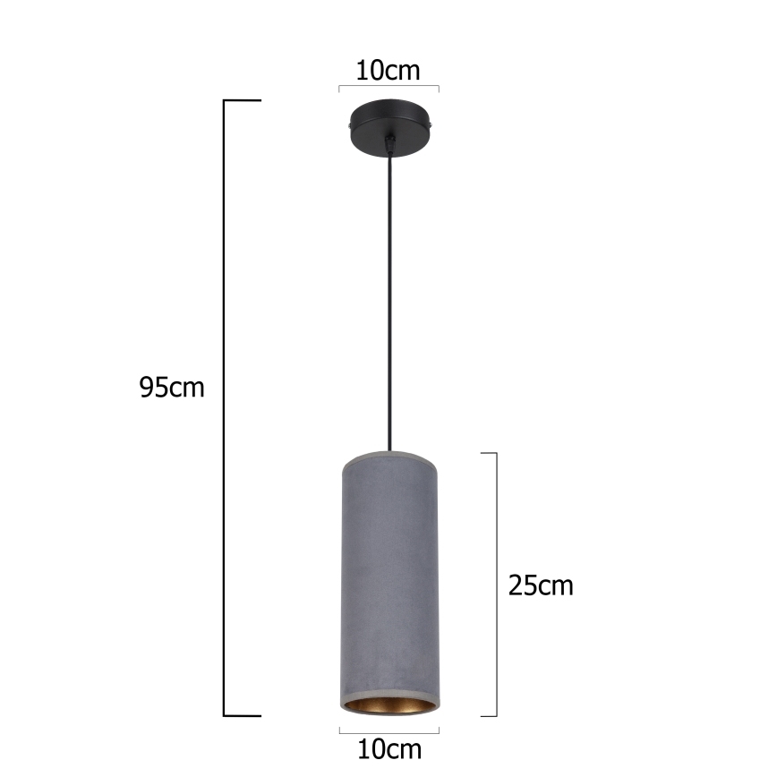 Lustra ar auklu AVALO 1xE27/60W/230V pelēka