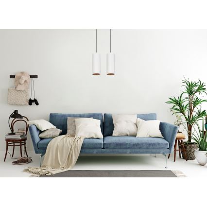 Lustra ar auklu AVALO 2xE27/60W/230V balta/varš