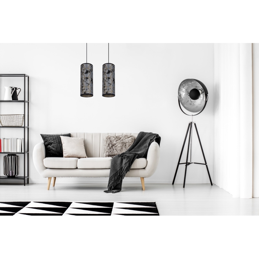 Lustra ar auklu AVALO 2xE27/60W/230V pelēka/melna