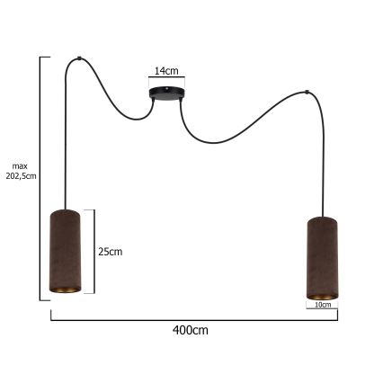 Lustra ar auklu AVALO 2xE27/60W/230V zirneklis brūna/varš