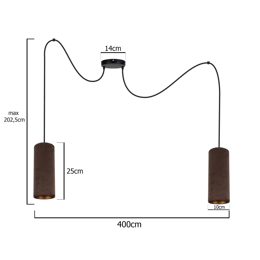 Lustra ar auklu AVALO 2xE27/60W/230V zirneklis brūna/varš