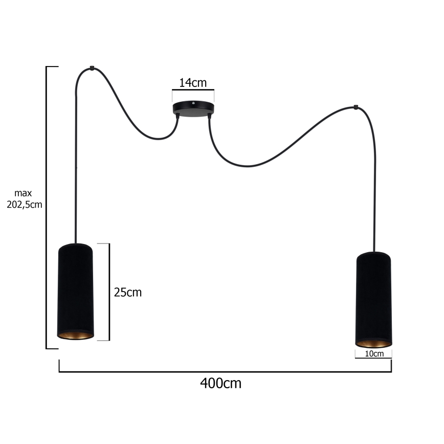 Lustra ar auklu AVALO 2xE27/60W/230V zirneklis melna