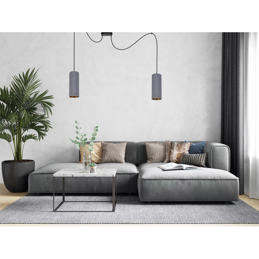 Lustra ar auklu AVALO 2xE27/60W/230V zirneklis pelēka