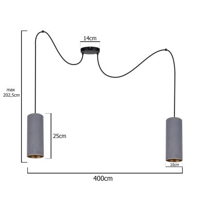 Lustra ar auklu AVALO 2xE27/60W/230V zirneklis pelēka