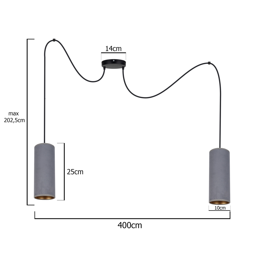 Lustra ar auklu AVALO 2xE27/60W/230V zirneklis pelēka