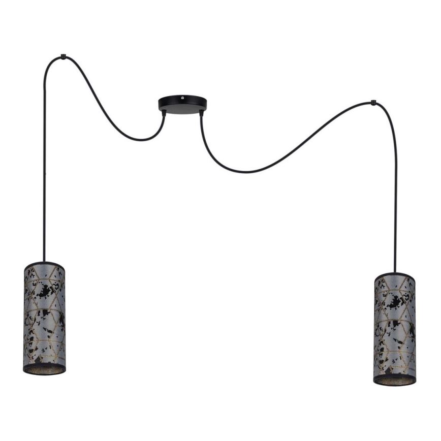 Lustra ar auklu AVALO 2xE27/60W/230V zirneklis pelēka/melna