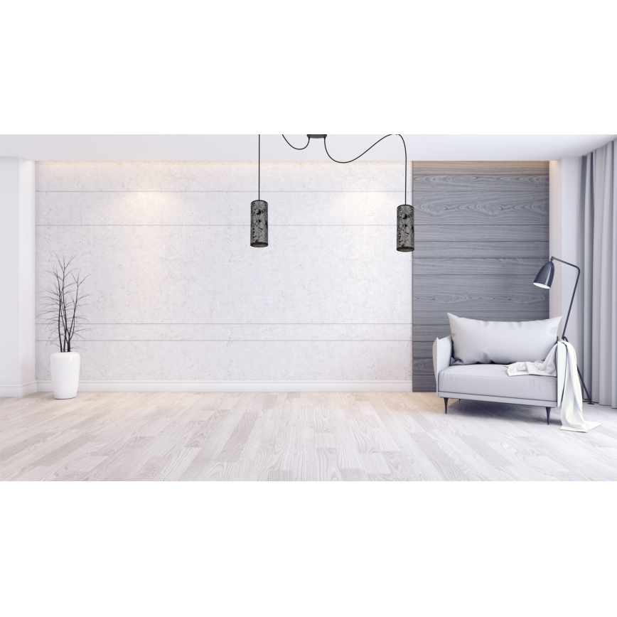 Lustra ar auklu AVALO 2xE27/60W/230V zirneklis pelēka/melna