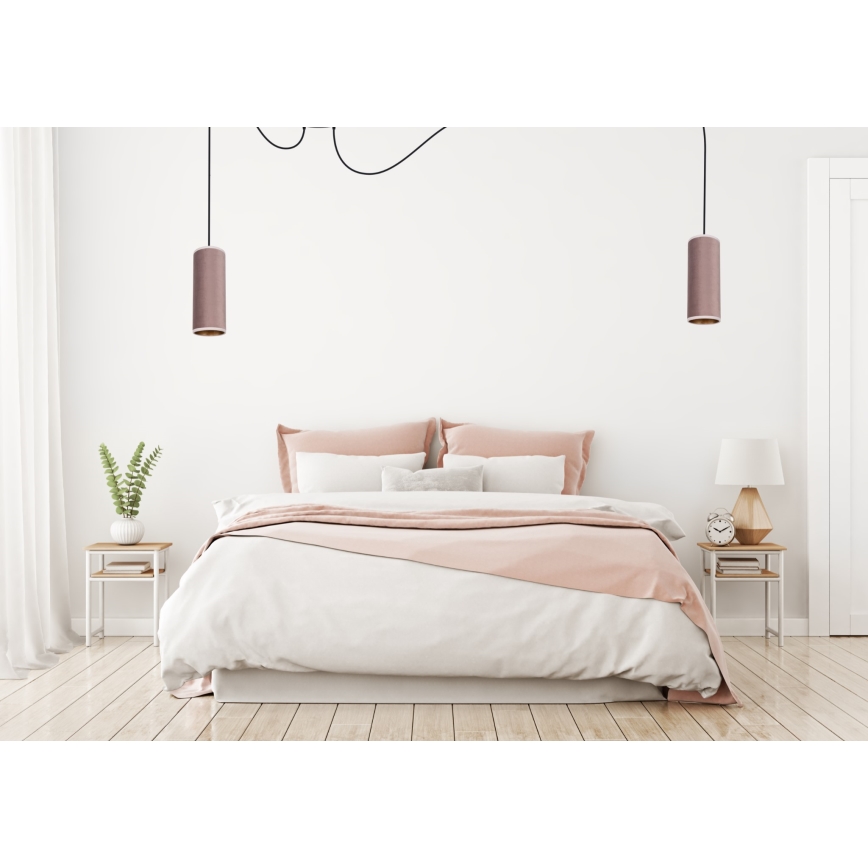 Lustra ar auklu AVALO 2xE27/60W/230V zirneklis rozā/varš