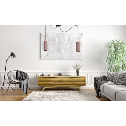 Lustra ar auklu AVALO 2xE27/60W/230V zirneklis rozā/varš