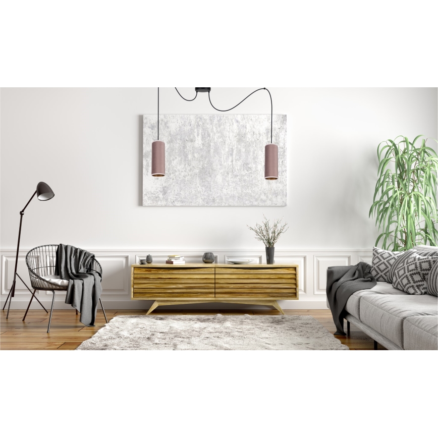 Lustra ar auklu AVALO 2xE27/60W/230V zirneklis rozā/varš