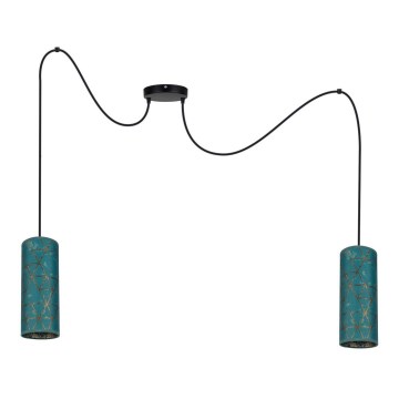 Lustra ar auklu AVALO 2xE27/60W/230V zirneklis tirkīza/zelta