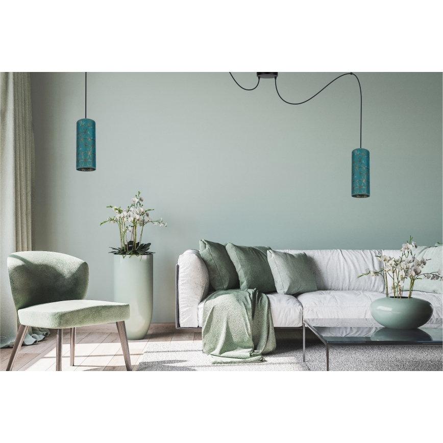 Lustra ar auklu AVALO 2xE27/60W/230V zirneklis tirkīza/zelta
