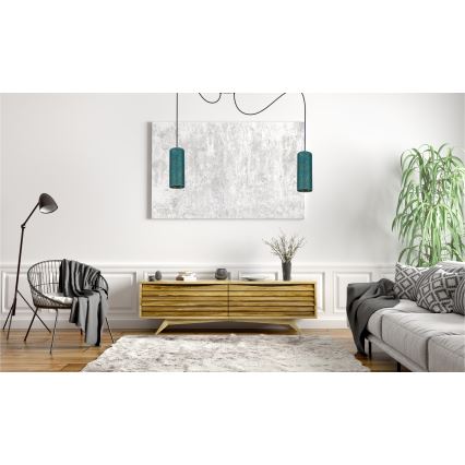 Lustra ar auklu AVALO 2xE27/60W/230V zirneklis tirkīza/zelta