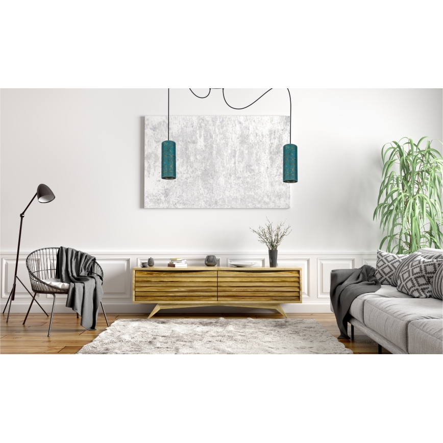 Lustra ar auklu AVALO 2xE27/60W/230V zirneklis tirkīza/zelta