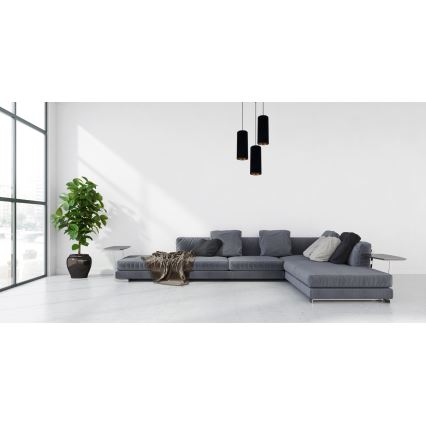 Lustra ar auklu AVALO 3xE27/60W/230V d. 35 cm melna