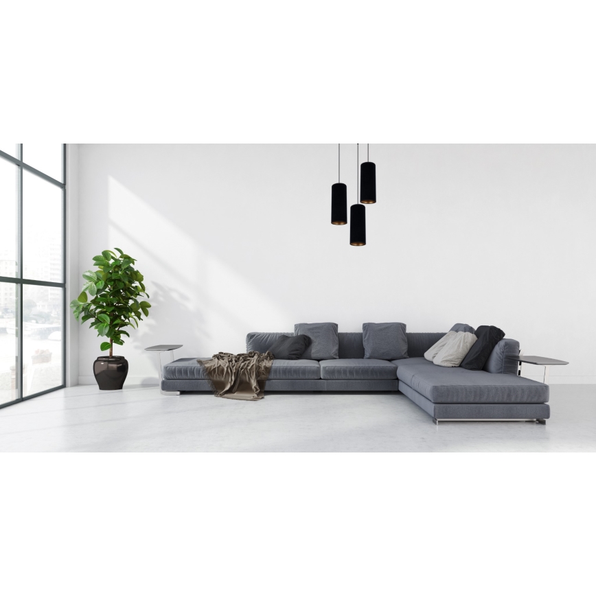 Lustra ar auklu AVALO 3xE27/60W/230V d. 35 cm melna