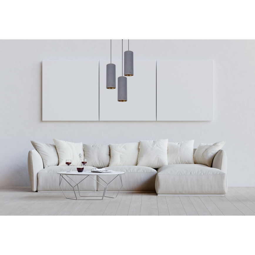 Lustra ar auklu AVALO 3xE27/60W/230V d. 35 cm pelēka