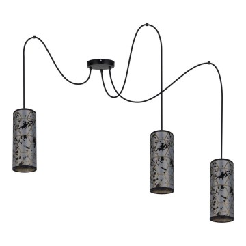 Lustra ar auklu AVALO 3xE27/60W/230V zirneklis pelēka/melna