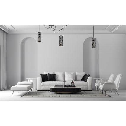 Lustra ar auklu AVALO 3xE27/60W/230V zirneklis pelēka/melna