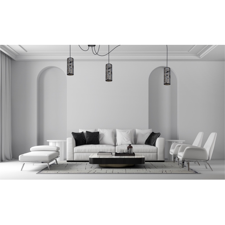 Lustra ar auklu AVALO 3xE27/60W/230V zirneklis pelēka/melna
