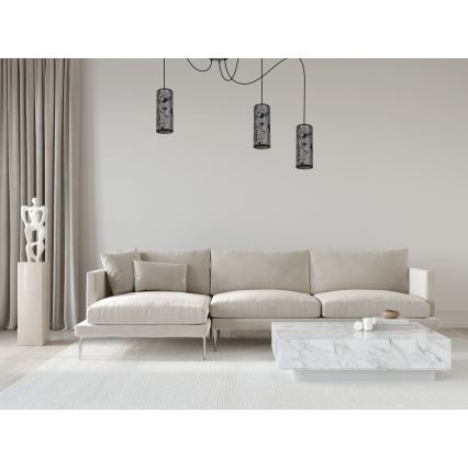 Lustra ar auklu AVALO 3xE27/60W/230V zirneklis pelēka/melna