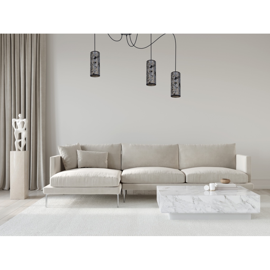 Lustra ar auklu AVALO 3xE27/60W/230V zirneklis pelēka/melna