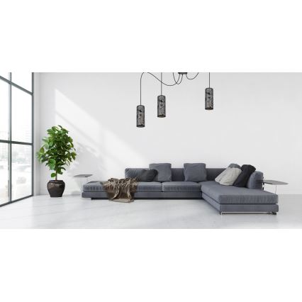 Lustra ar auklu AVALO 3xE27/60W/230V zirneklis pelēka/melna