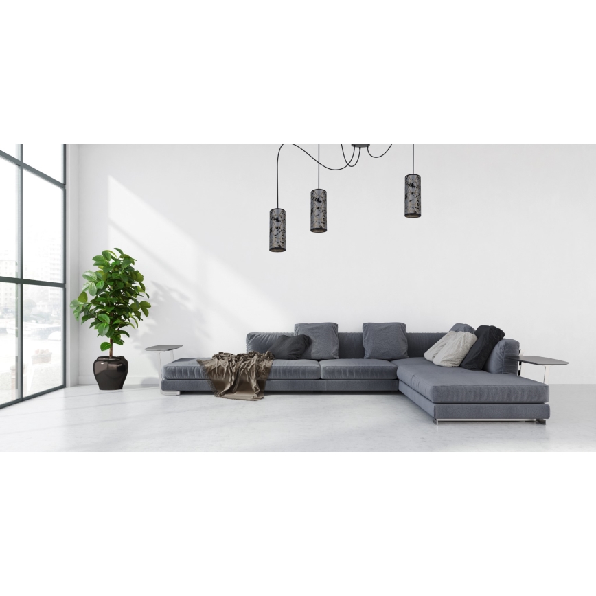 Lustra ar auklu AVALO 3xE27/60W/230V zirneklis pelēka/melna