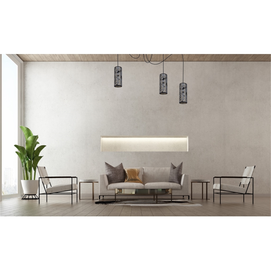Lustra ar auklu AVALO 3xE27/60W/230V zirneklis pelēka/melna