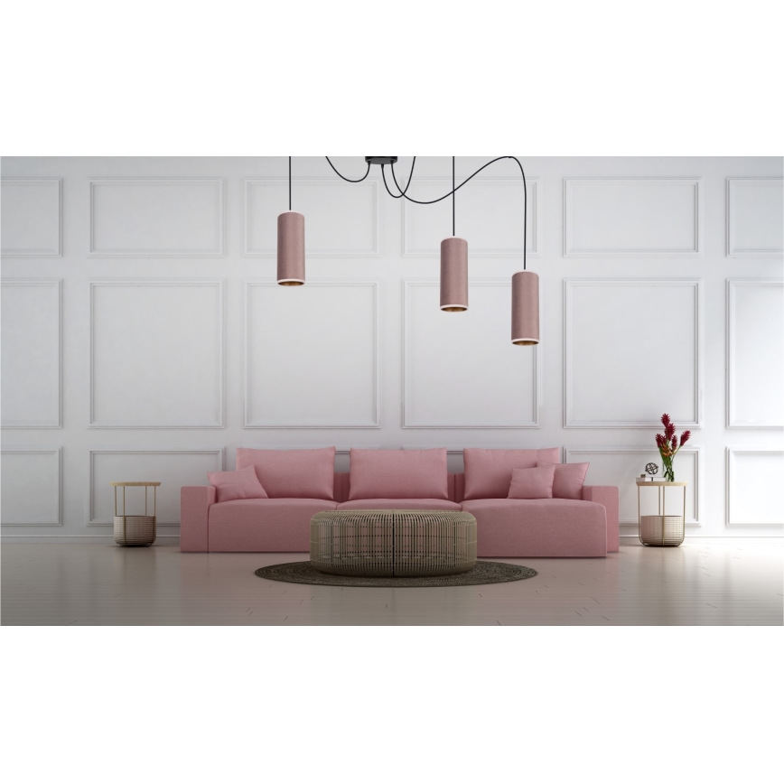 Lustra ar auklu AVALO 3xE27/60W/230V zirneklis rozā/varš