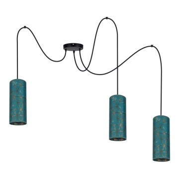 Lustra ar auklu AVALO 3xE27/60W/230V zirneklis tirkīza/zelta