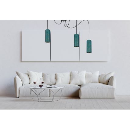 Lustra ar auklu AVALO 3xE27/60W/230V zirneklis tirkīza/zelta