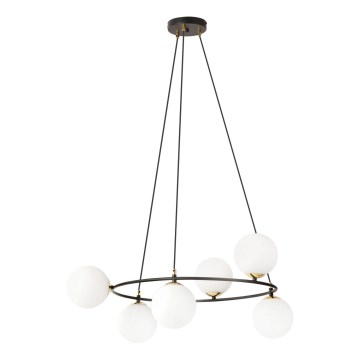 Lustra ar auklu AZURA 6xE14/10W/230V melna/balta