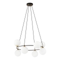 Lustra ar auklu AZURA 8xE14/10W/230V melna/balta