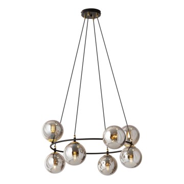 Lustra ar auklu AZURA 8xE14/10W/230V melna/pelēka