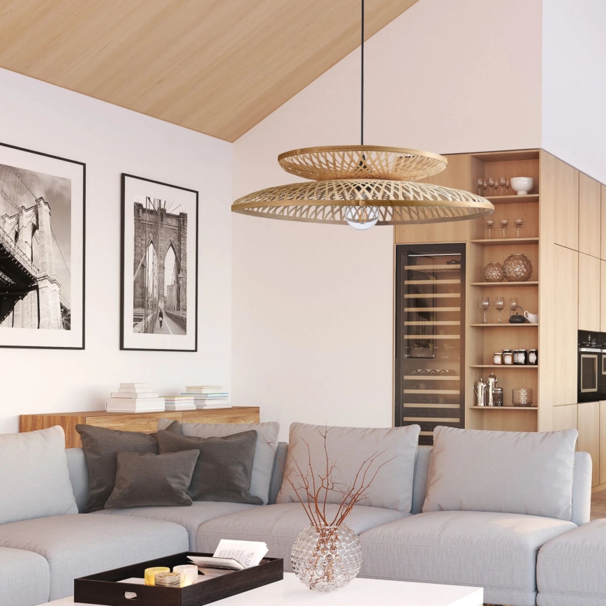 Lustra ar auklu BALI 1xE27/20W/230V d. 60 cm bambusa