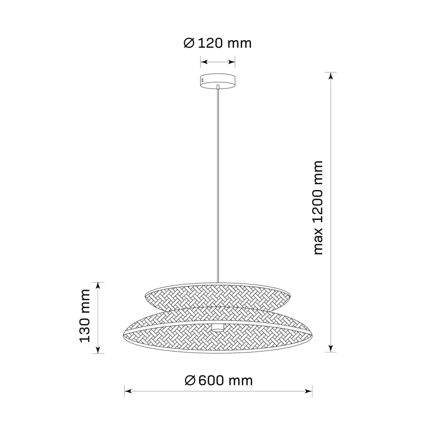 Lustra ar auklu BALI 1xE27/20W/230V d. 60 cm bambusa