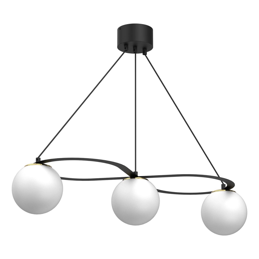 Lustra ar auklu BALLO 3xE27/15W/230V melna/balta