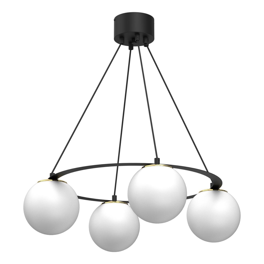 Lustra ar auklu BALLO 4xE27/15W/230V melna/balta