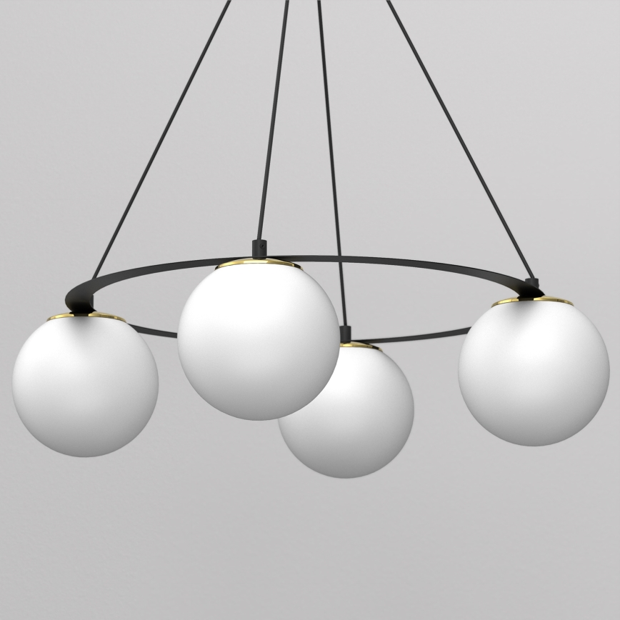 Lustra ar auklu BALLO 4xE27/15W/230V melna/balta