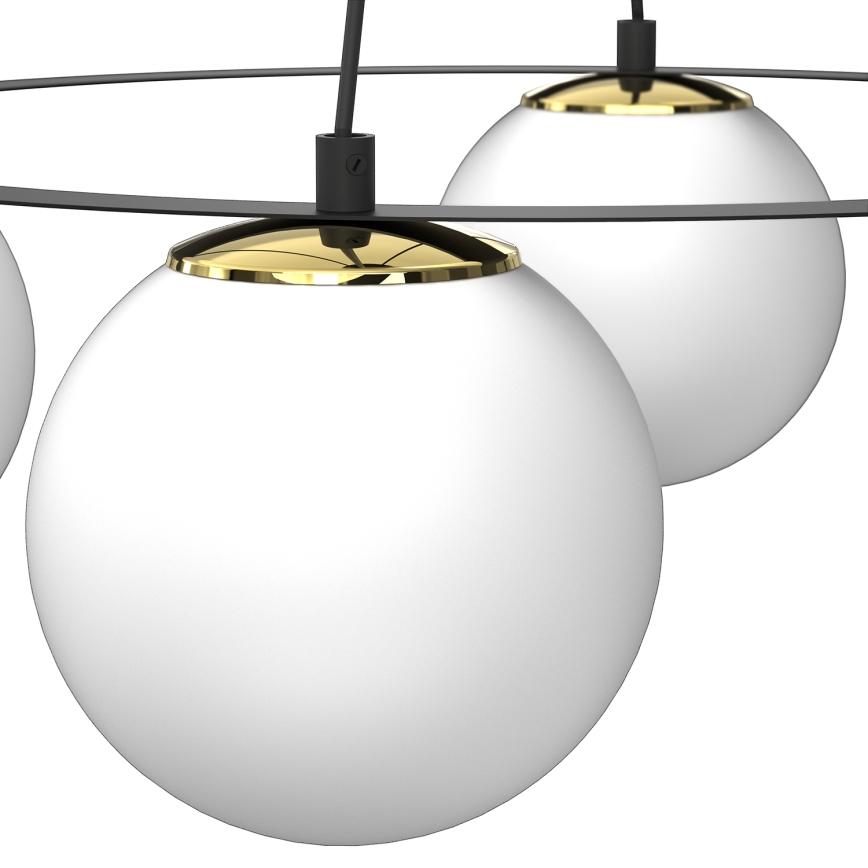 Lustra ar auklu BALLO 4xE27/15W/230V melna/balta