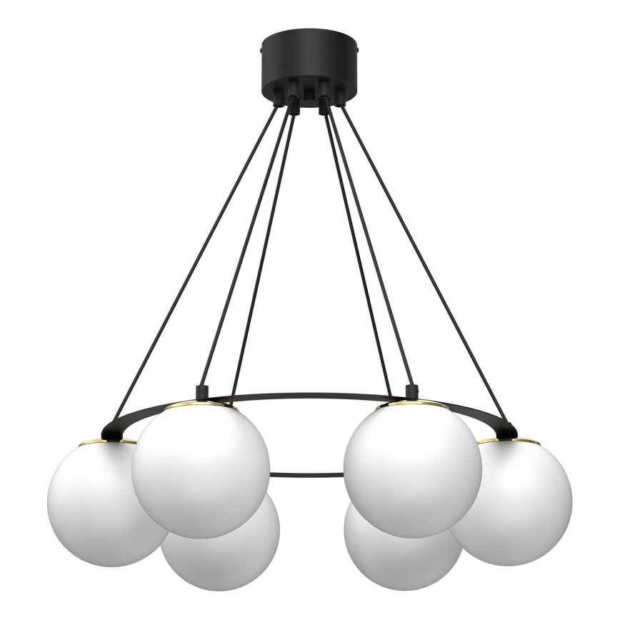Lustra ar auklu BALLO 6xE27/15W/230V melna/balta