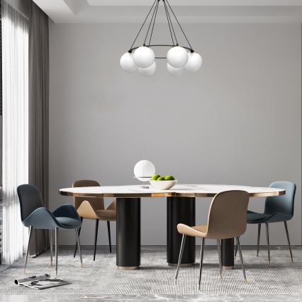 Lustra ar auklu BALLO 6xE27/15W/230V melna/balta