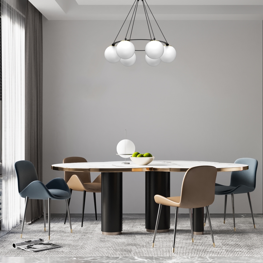Lustra ar auklu BALLO 6xE27/15W/230V melna/balta