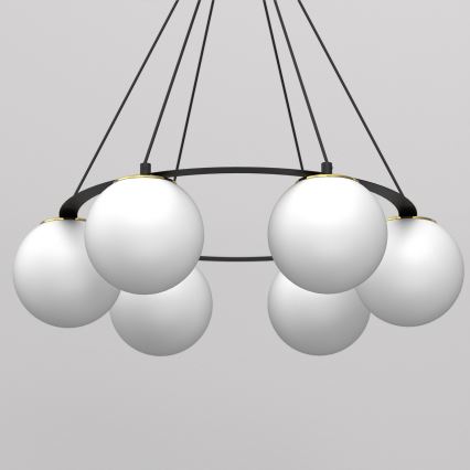Lustra ar auklu BALLO 6xE27/15W/230V melna/balta