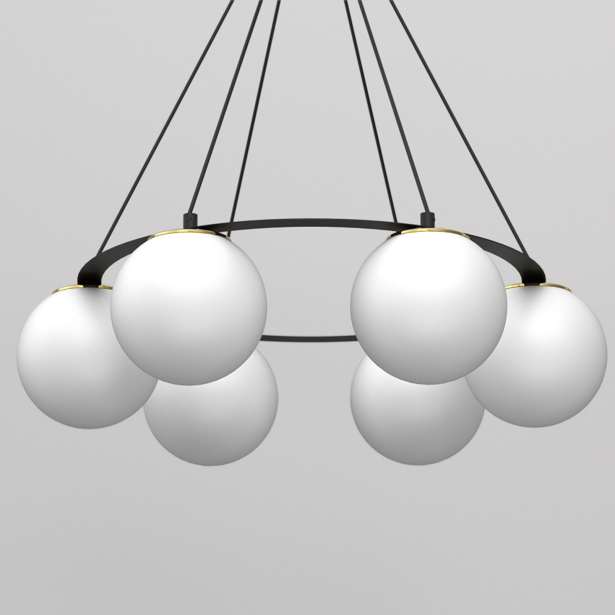 Lustra ar auklu BALLO 6xE27/15W/230V melna/balta
